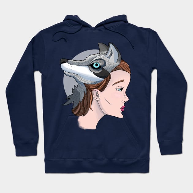 Wolf Head Girl Hoodie by SarahStrangeArt